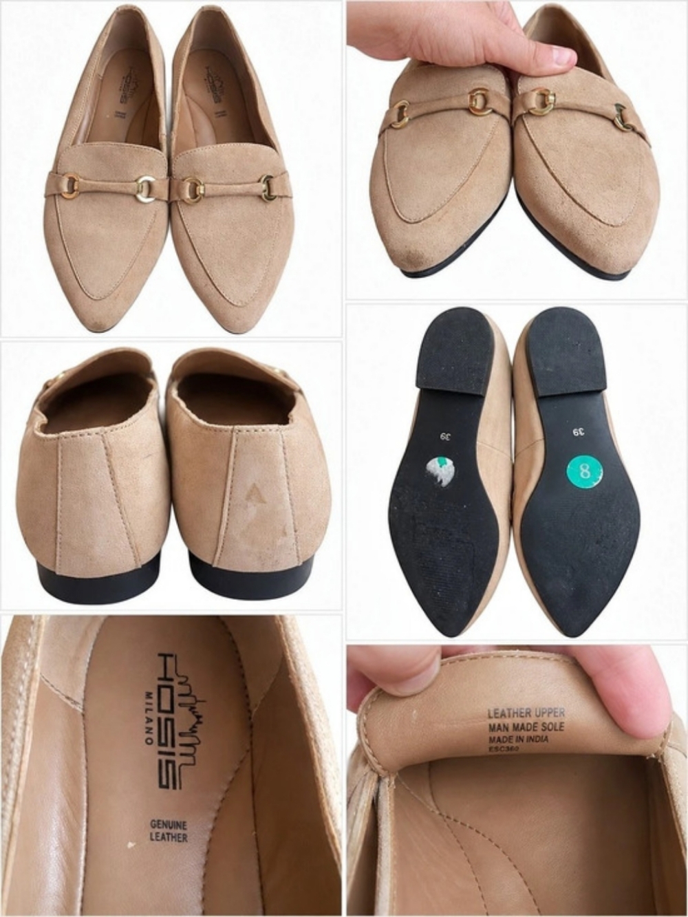 Hosis Leather Loafers Beige US 8/ EU 39